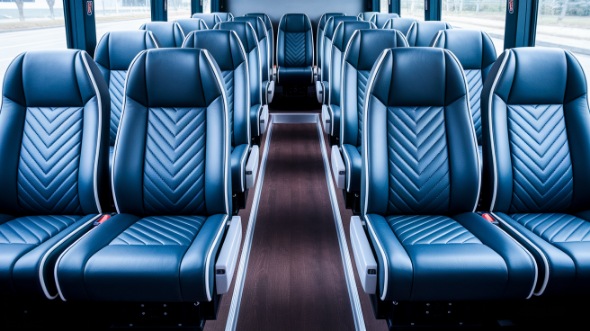 25 passenger minibus inside temple