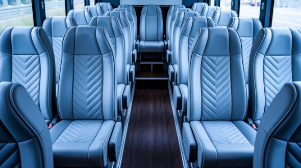28 passenger minibus inside temple