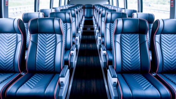 54 passenger charter bus inside temple
