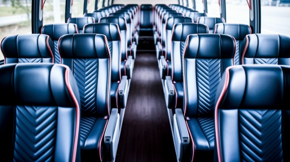 55 passenger charter bus inside temple