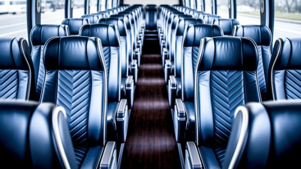 56 passenger charter bus inside temple